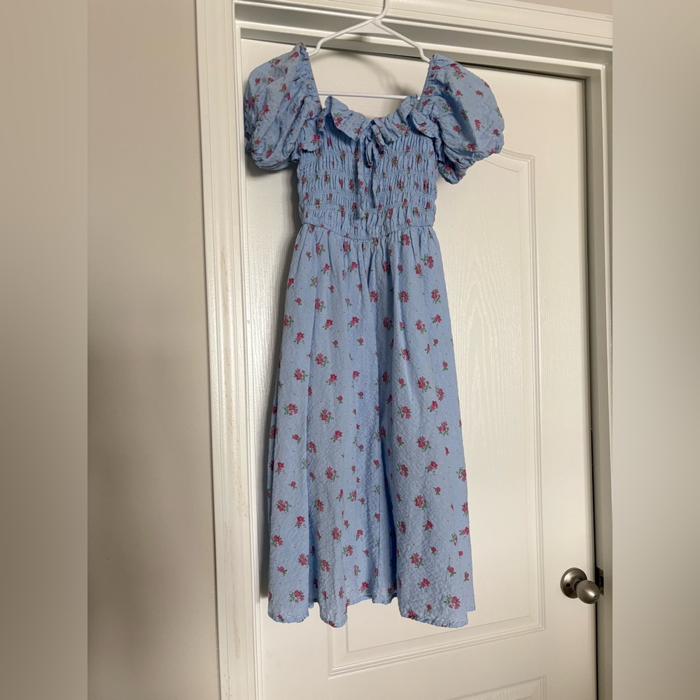 Blue Floral Print Dress